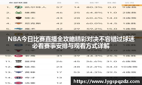 NBA今日比赛直播全攻略精彩对决不容错过球迷必看赛事安排与观看方式详解